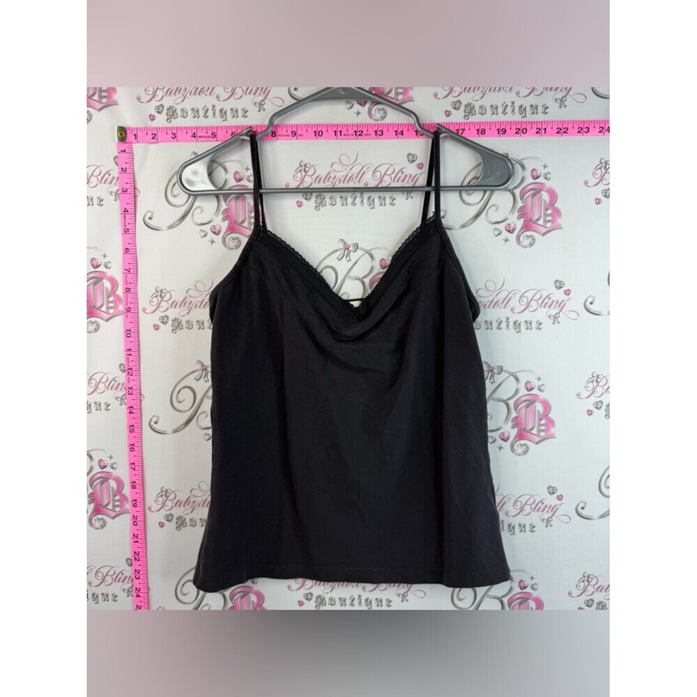 Sandwich tank top shirt top Lace-Trim Spaghetti Strap Camisole - Black